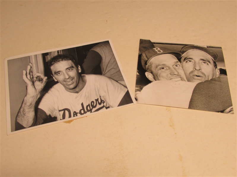 1950's Sal Maglie (Brooklyn Dodgers) Lot of (2) Wire Photos Relating to his No-Hitter