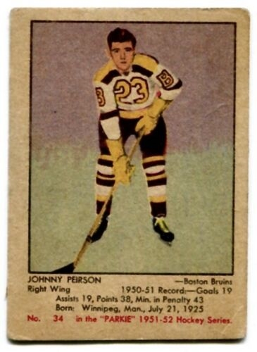 1951 Parkhurst Hockey Card - Johnny Peirson (Boston Bruins) - Rookie Card