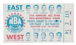 1967 NBA All-Star Game (At San Francisco) Official Program with Ticket Stub