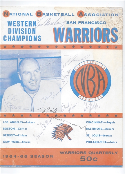 1964 - 65 SF Warriors (NBA) vs. Cincinnati Royals Program - Front Cover Loaded with Autographs
