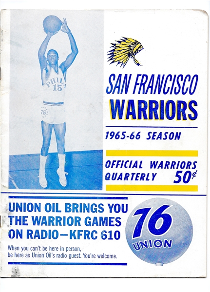 1965 - 66 San Francisco Warriors (NBA) vs. Philadelphia 76'ers Game Program at SF