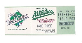 1990 World Series (Oakland A's vs. Cincinnati Reds) Game # 3 at Oakland
