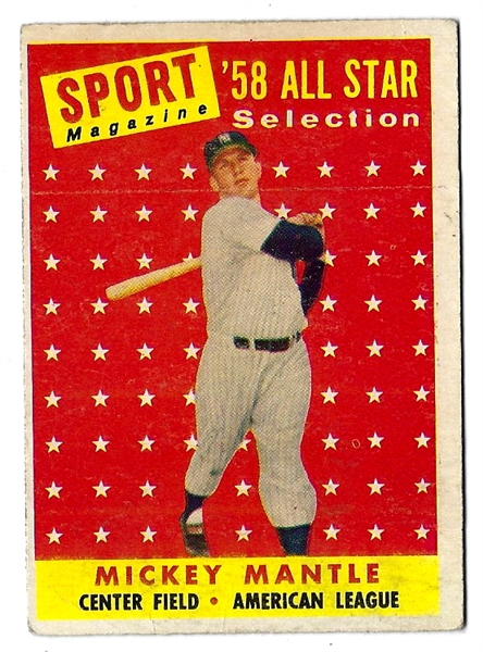 1958 Mickey Mantle (HOF) Topps All-Star Card - Better Grade