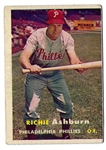 1957 Richie Ashburn (HOF) Topps Baseball Card - About Mid Grade