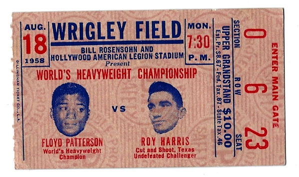 1958 Floyd Patterson vs. Roy Harris World Heavyweight Championship Ticket