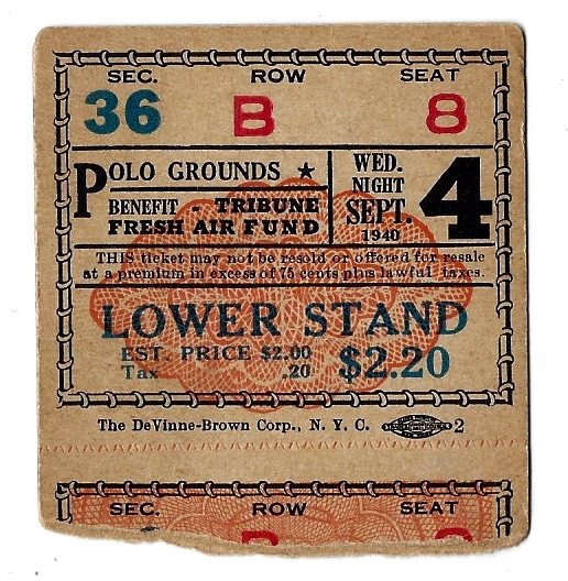 1940 NY Giants (NFL) vs. Eastern College All-Stars Program & Ticket Stub