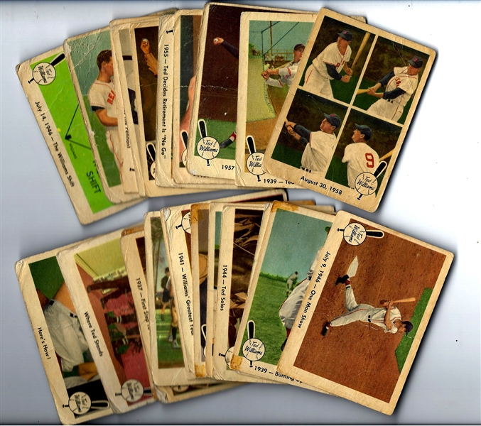 1959 Ted Williams Fleer Baseball Partial Set of (24) Cards - Lesser Condition