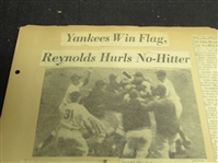 1951 Allie Reynolds Pitches 2nd No-Hitter of the Season - Yanks Clinch Pennant - Scrapbook Page