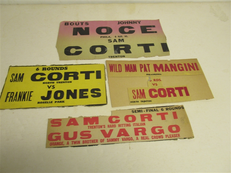  1940's Lot of (4) Partial Boxing Broadsides from The Trenton, NJ Arena