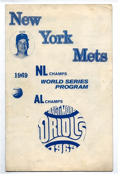 1969 World Series (Baltimore O's vs. NY Mets) Unofficial (4) Page Scorecard at Shea Stadium