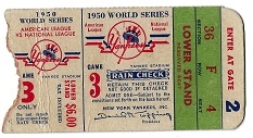 1950 World Series (Philadelphia Phillies vs. NY Yankees) Ticket Stub - Game #3