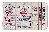 1962 World Series (NY Yankees vs. SF Giants) Game #4 Ticket Stub