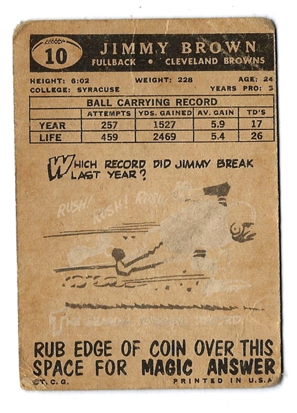 1959 Jimmy Brown (HOF) Topps Football Card 