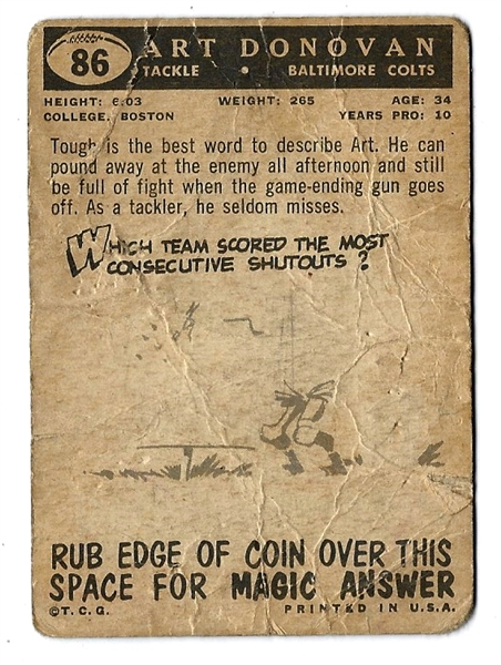 1959 Art Donovan (HOF) Topps Football Card 