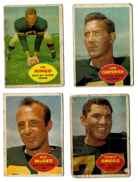 1960 Green Bay Packers Lot of (4) - With HOF'ers - Lesser Condition