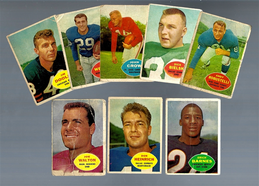 1960 Topps Football Card Lot of (8) - Lesser Condition with Andy Robustelli (HOF)