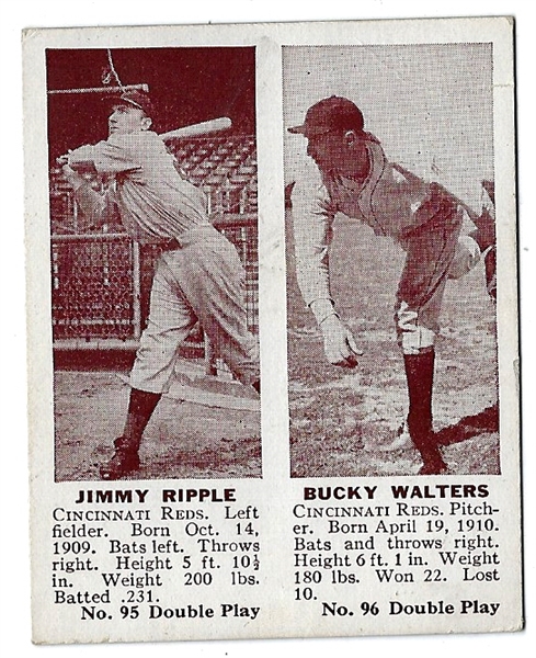 1941 Bucky Walters & Jimmy Ripple Double Play Baseball Card