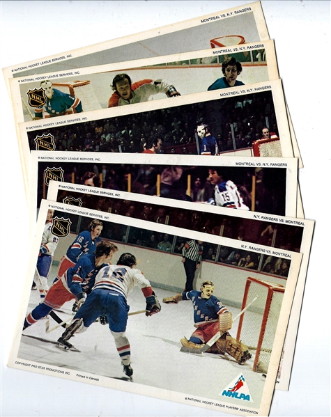 1971-72 NHLPA  Pro Star Promotions Color Postcards Lot of (6) - NY Rangers vs. Montreal