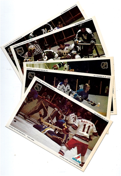 1971-72 NHLPA  Pro Star Promotions Color Postcards Lot of (5) - All NY Rangers