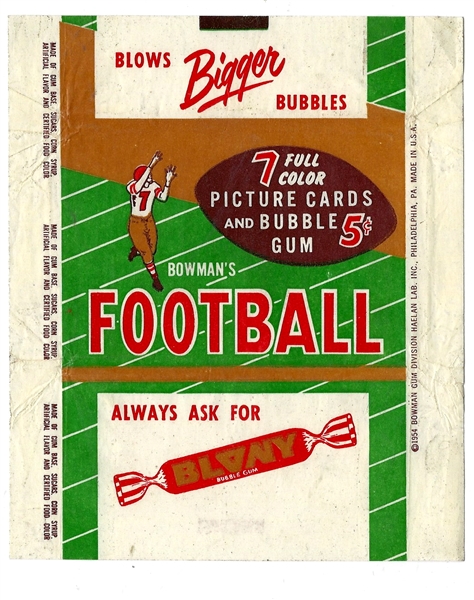 1954 Bowman Football Card Wrapper - Better Grade