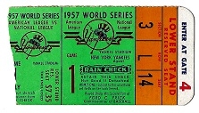 1957 World Series (NY Yankees vs. Milwaukee Braves) Game #1 Ticket at NY