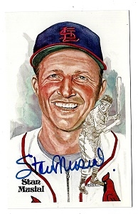 1981 Stan Musial Autographed  Perez Steele Postcard with COA