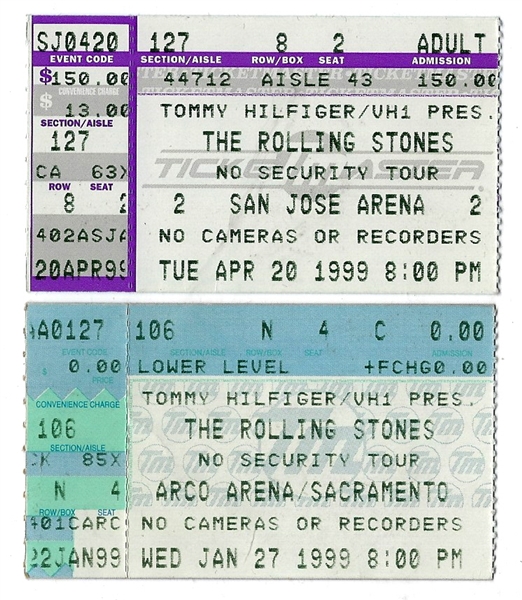 1999 The Rolling Stones Lot of (2) Concert Tickets
