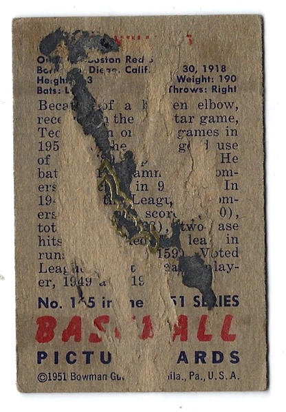 1951 Ted Williams (HOF) Bowman Baseball Card
