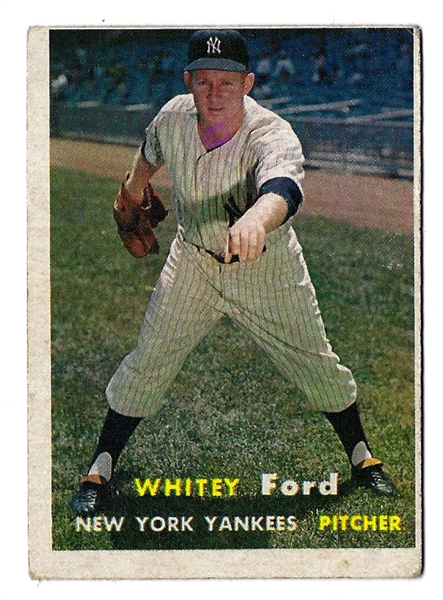 1957 Whitey Ford (HOF - NY Yankees) Topps Baseball Card - # 1