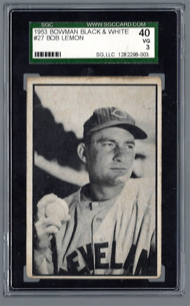 1953 Bob Lemon (HOF) Bowman SGC Graded 40 BxW Baseball Card