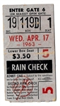 1963 NY Yankees vs. Detroit Tigers Ticket Stub (4/17/63) at Yankee Stadium