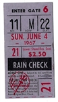 1967 NY Yankees vs. Chicago White Sox Ticket Stub (6/4/67) at Yankee Stadium