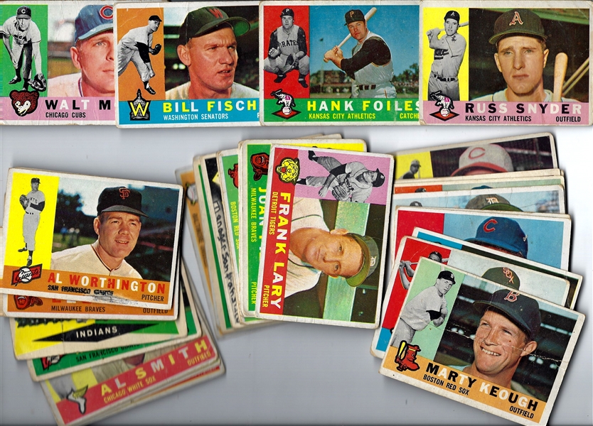 1960 Topps Baseball Cards - Big Lot of (82) 