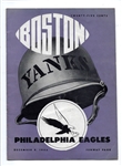 1946 Boston Yanks (NFL) vs. Philadelphia Eagles Pro Football Program at Fenway Park.