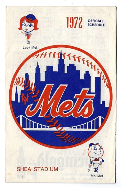 1972 NY Mets (Rheingold Advertisement) Official Schedule