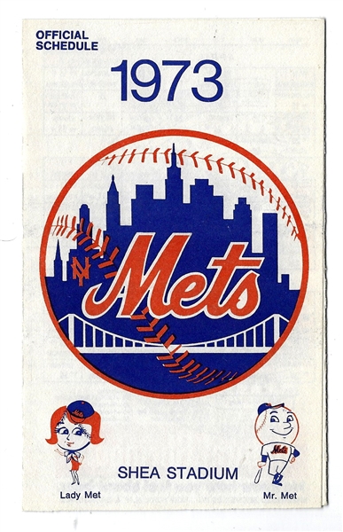 1973 NY Mets Official Schedule (Rheingold Advertisement) From Pennant Winning Year