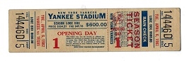 1982 NY Yankees Opening Day Full Season Ticket vs. Texas