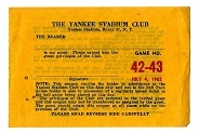 1962 The Yankee Stadium Club Admittance Coupon