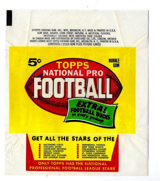 1962 Topps Football Wax Wrapper - #1