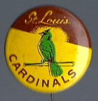 1962 - 66 Guy's Potato Chips - St. Louis Cardinals -  Brown Color Variation Pinback 