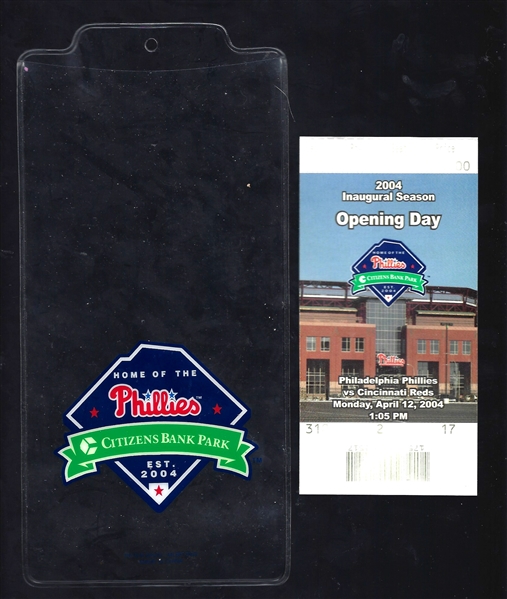 2004 Philadelphia Phillies Opening Day - Inaugural Season at Citizens Bank Ballpark - Ticket with Lanyard