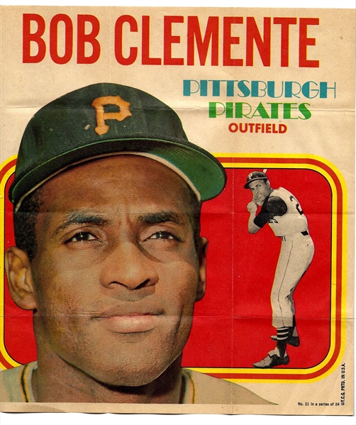 1970 Roberto Clemente (HOF) Topps Poster Pin-Up