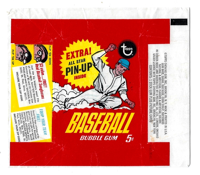 1967 Topps Baseball 5 Cent Card Wrapper - Nice Grade