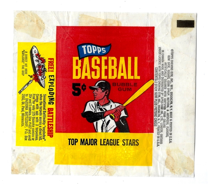 1965 Topps Baseball 5 Cent Wrapper  - Nice Grade