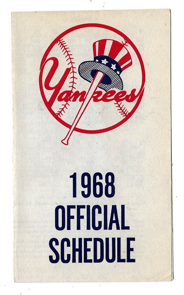 1968 NY Yankees Official Schedule - High Grade