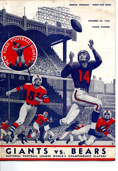 1956 NFL Championship (NY Giants vs. Chicago Bears) Official Program at Yankee Stadium