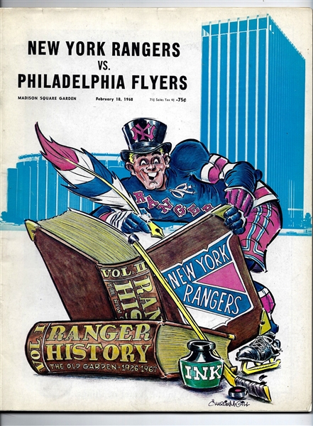 1968 NY Rangers (NHL) vs. Philadelphia Flyers Official program at MSG