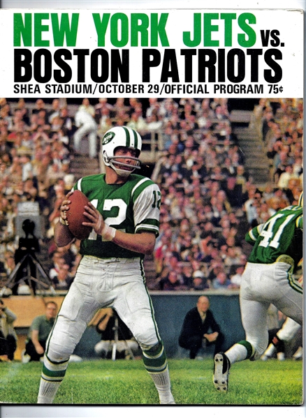 1967 NY Jets (AFL) vs. Boston Patriots Pro Football Program at Shea Stadium