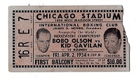 1954 BoBo Olson vs. Kid Gavilan World Middleweight Championship Fight Ticket
