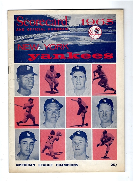 1965 NY Yankees vs. Los Angeles Angels Official Program at Yankee Stadium - Ultra Clean
